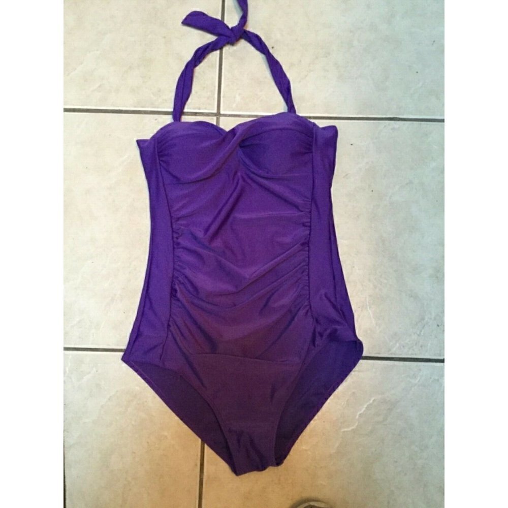 t  solid purple one piece padded bra  L